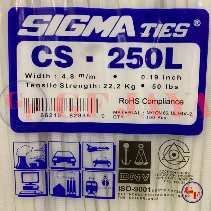 

tyS Kabel Ties Sigma CS 250L / 25cm Putih CS250L Cable Tie White 25 cm