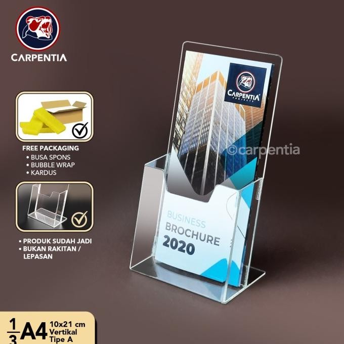 

tyS Brochure Holder Acrylic/Tempat Brosur Akrilik - 1/3 A4 - Tipe A Bening