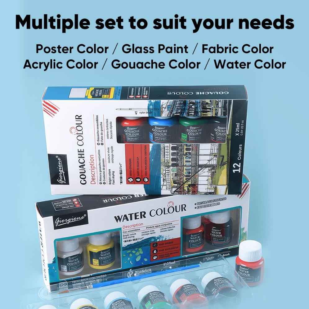 

Giorgione Pigmen Set Paint Set Cat Air/Cat Guas/Cat Akrilik/Pigmen Kaca/Pigmen tekstil/Cat iklan 25ml 6/12 Warnas murah