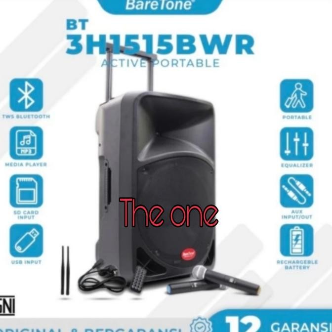 speaker portable wireless baretone BT3H1515BWR BT3H 1515BWR 15INCH