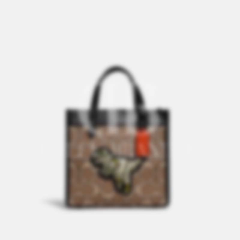 X Miael B Jordan Field Tote in Mummified Signature Canvas With Rexy (C 6971)