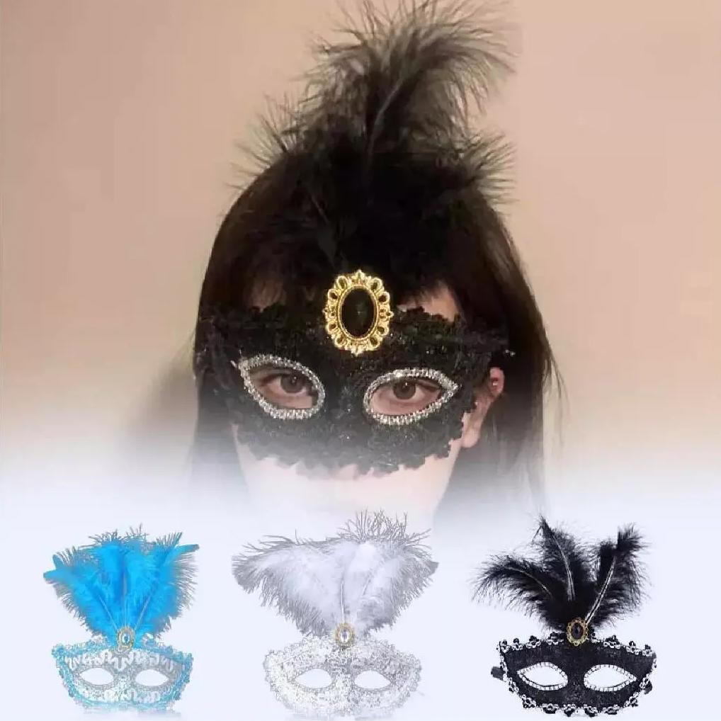 Premium Topeng Setengah Wajah / Topeng Masquerade / Topeng Renda Bulu / Topeng Wanita Seksi High Qua