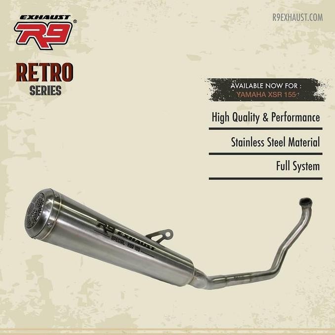 New Knalpot R9 Retro Series Yamaha XSR 155 xsr 155 Fullsystem 100% Ori