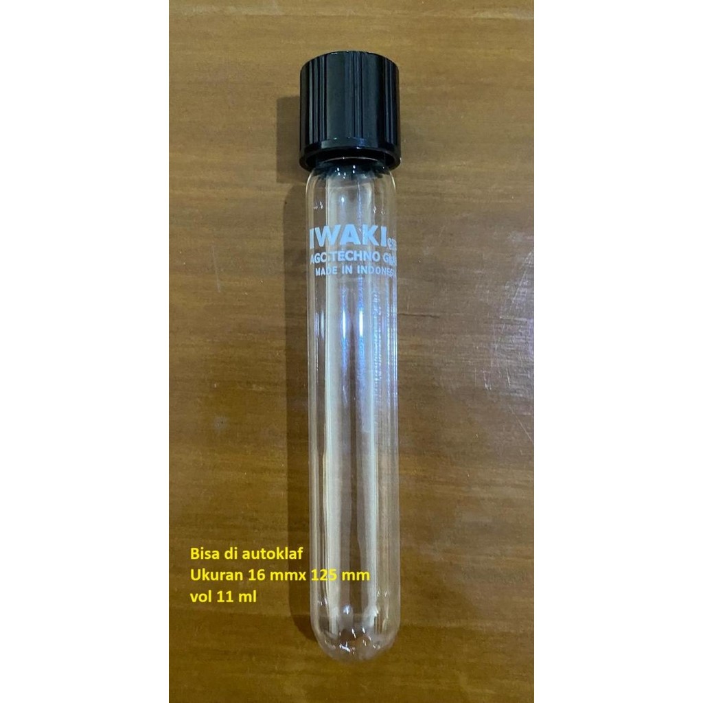 Tabung Reaksi / Test Tube Pyrex Iwaki Tutup Ulir 16X100