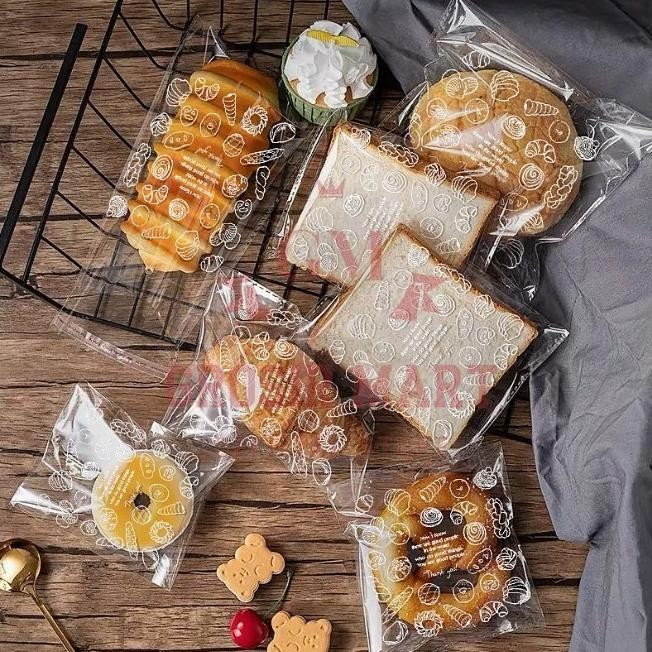 Se-7 Isi 100Pcs Plastik Roti Bakpao Donat Kue Opp Kemasan Plastik Ukuran 15X18+3 Cm Viral