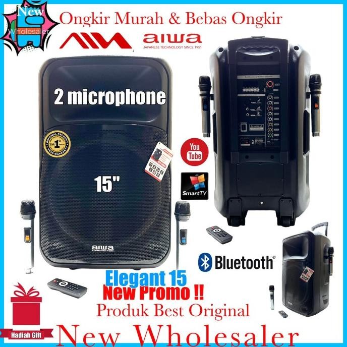 Terlaris Speaker Aiwa Aktif Sound Wireless Elegant 15 Inch Pro Original Bluetot