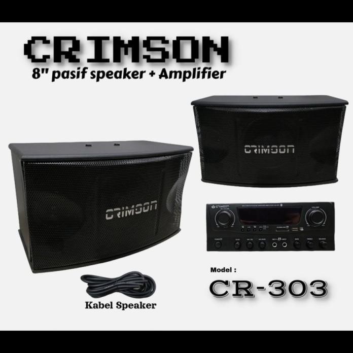 Terlaris Paket Hemat Audio Sound System Crimson Speaker 8 Inch + Power Amplifier Cr303 Cr 303 Origin
