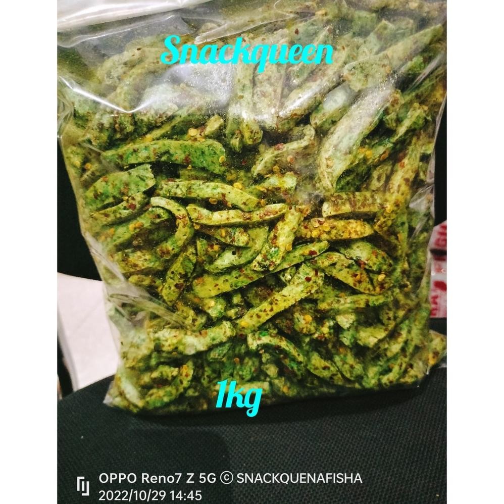 

READY STOK Basreng baso goreng pedas bumbu cabe hijau isi 1kg Siap kirim
