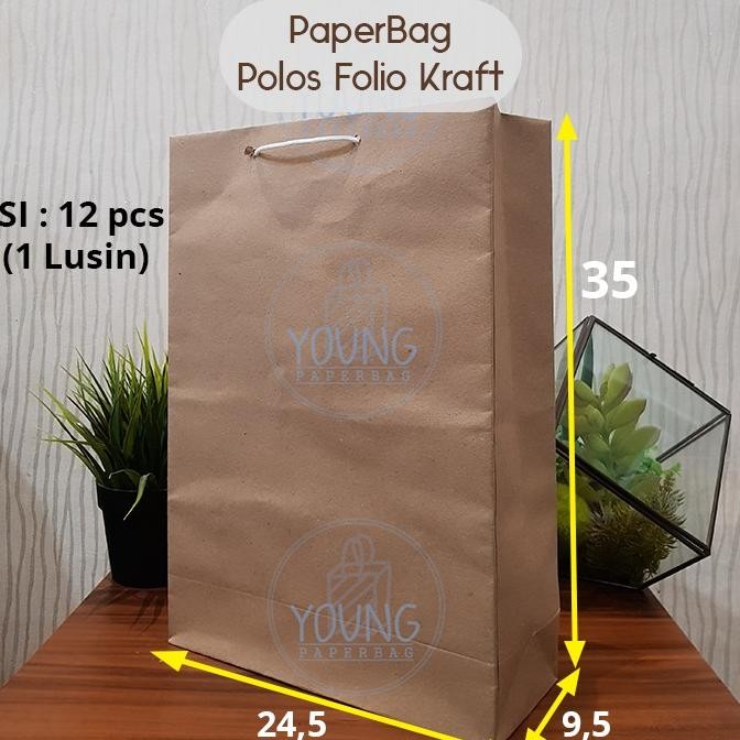 

U-45 Paper Bag / Tas Kertas Folio Polos Uk.24,5X9,5X35 (1 Lusin (12Pcs))