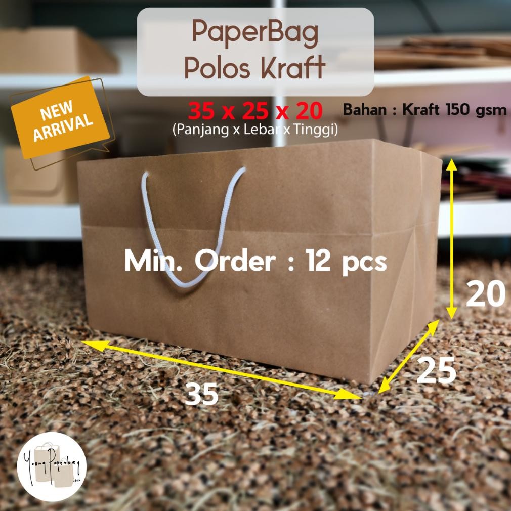 

Gd-5 Paperbag / Tas Kertas/ Paper Bag Box Kue, Donat, Polos Coklat Kraft 35 X 25 X 20 (1 Pcs)