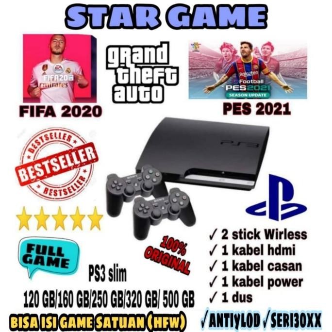 PS3 SLIM SERI 30XX 500 GB +2 STICK FULLSET (anti ylod)-160 gb murah