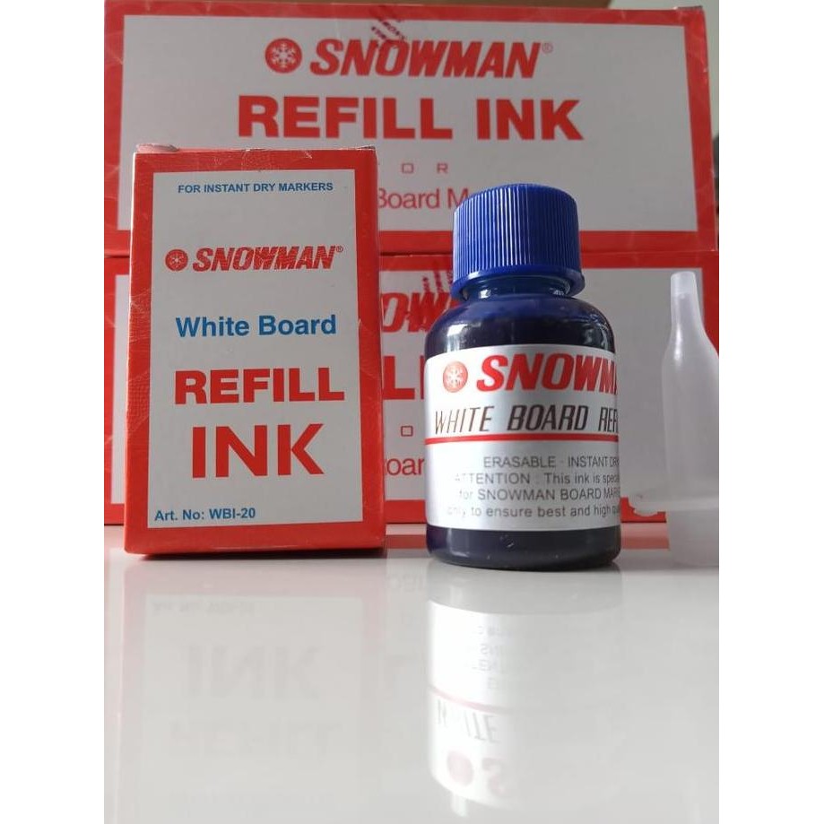 

TERMURAH - Isi / Refill Tinta Spidol White Board Snowman Hitam, Biru, Merah / Box Isi 12 Biru Plastik Stationery