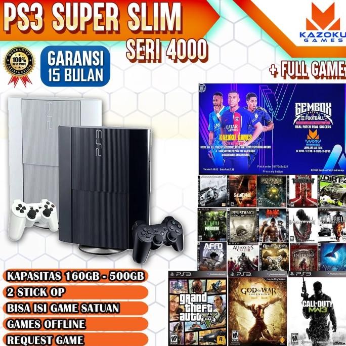 PS3 PS 3 SUPER SLIM  4XXX HEN FREE  GAME 160GB -500GB  2 STICK OP murah