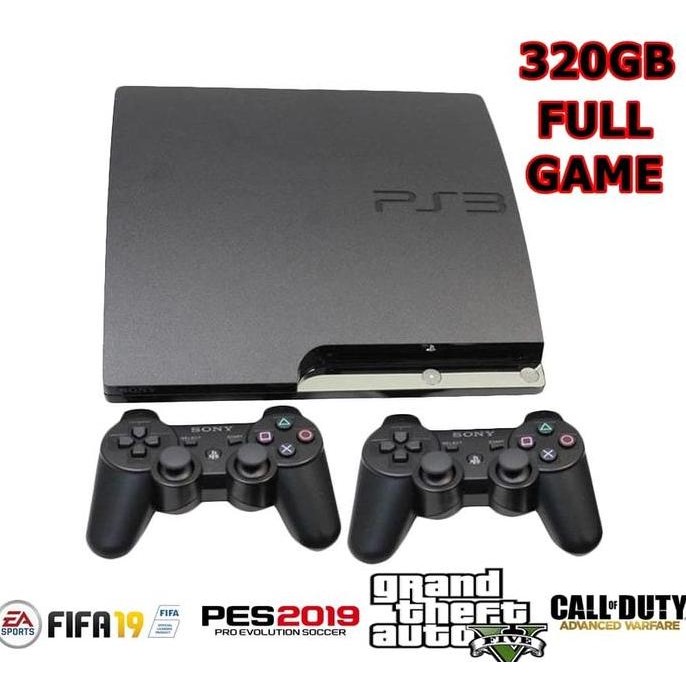 PS3 SLIM 320GB OFW + 2 STIK WIRELESS ISI FULL GAME GARANSI (SONY PS 3) murah