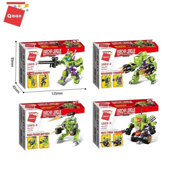 Murah Mainan Lego Qman Robot 1 box = 8 pcs 4 robot digabung jadi 1 robot Non COD