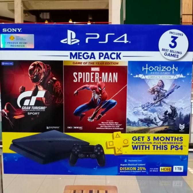 PS4 Slim 1TB Megapack .. playstation4 1 tb mega pack murah
