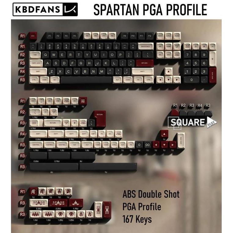 NEW SPARTAN Keycaps PGA Profile ABS Double - KBDFans