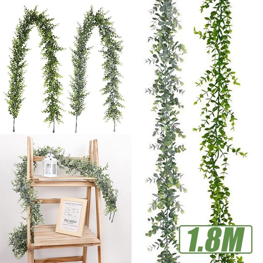Premium Daun Eucalyptus Rambat Daun Plastik Artificial Dekor Dekorasi Rumah Vine Daun Rambat Artific