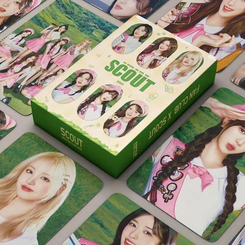 Premium 55Pcs/Set Photocard Ive Scout / Lomo Card Hijau Kuning Album / Kartu Foto Ive- Kpop Lomocard