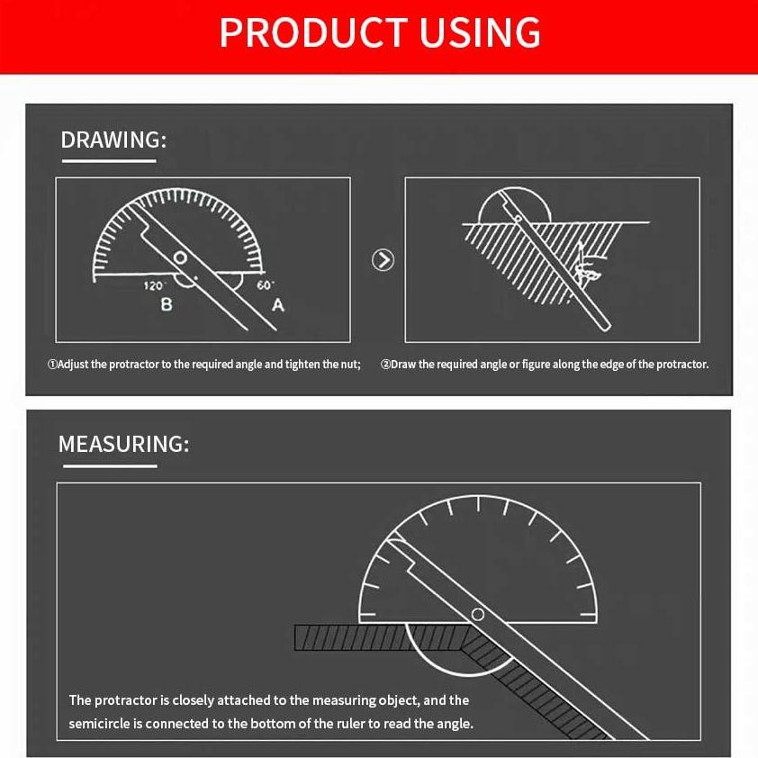 

Premium Penggaris Combi / busur derajat / pengukur sudut / penggaris busur Alat Ukur Sudut Protractor High Quality
