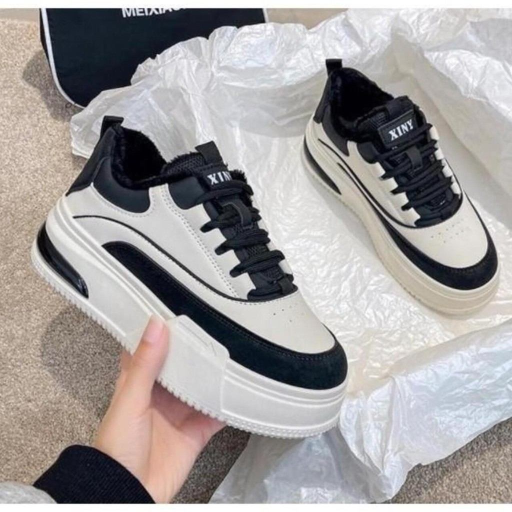 SEPATU SNEAKERS WANITA IMPORT PUTIH CEWE SEPATU WANITA DEWASA OLAHRAGA TINGGI KOREAN STYLE 2025