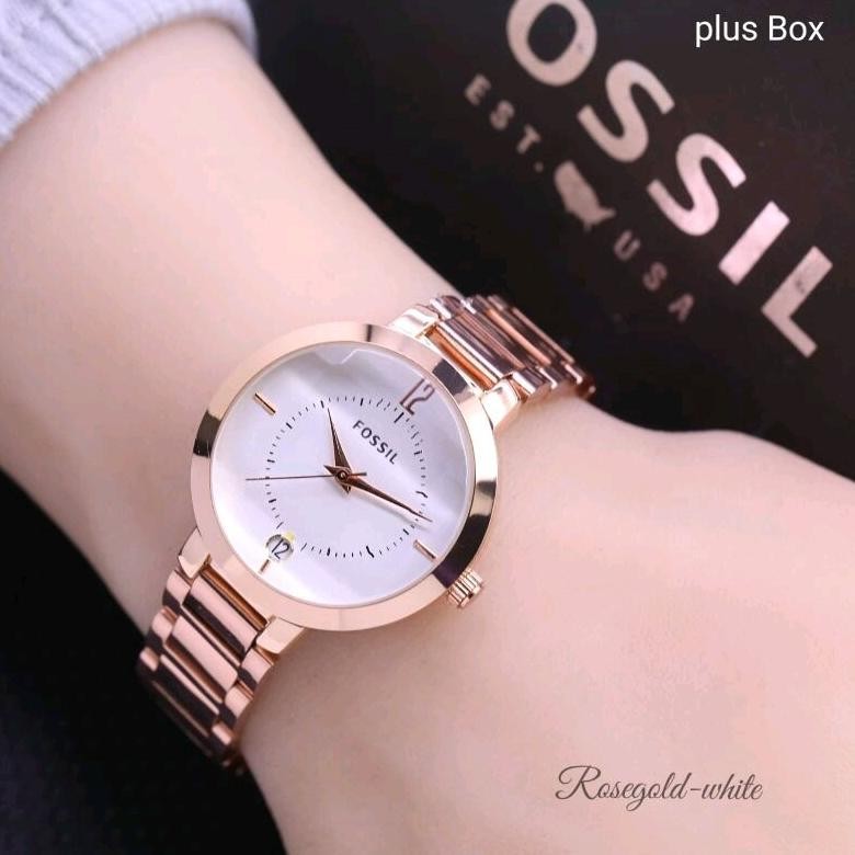 TOKO DIANA SRI PROMO JAM TANGAN WANITA FOSSIL ANTI AIR F2365 TANGGAL AKTIF FREE BOX DAN BATERAI CADA