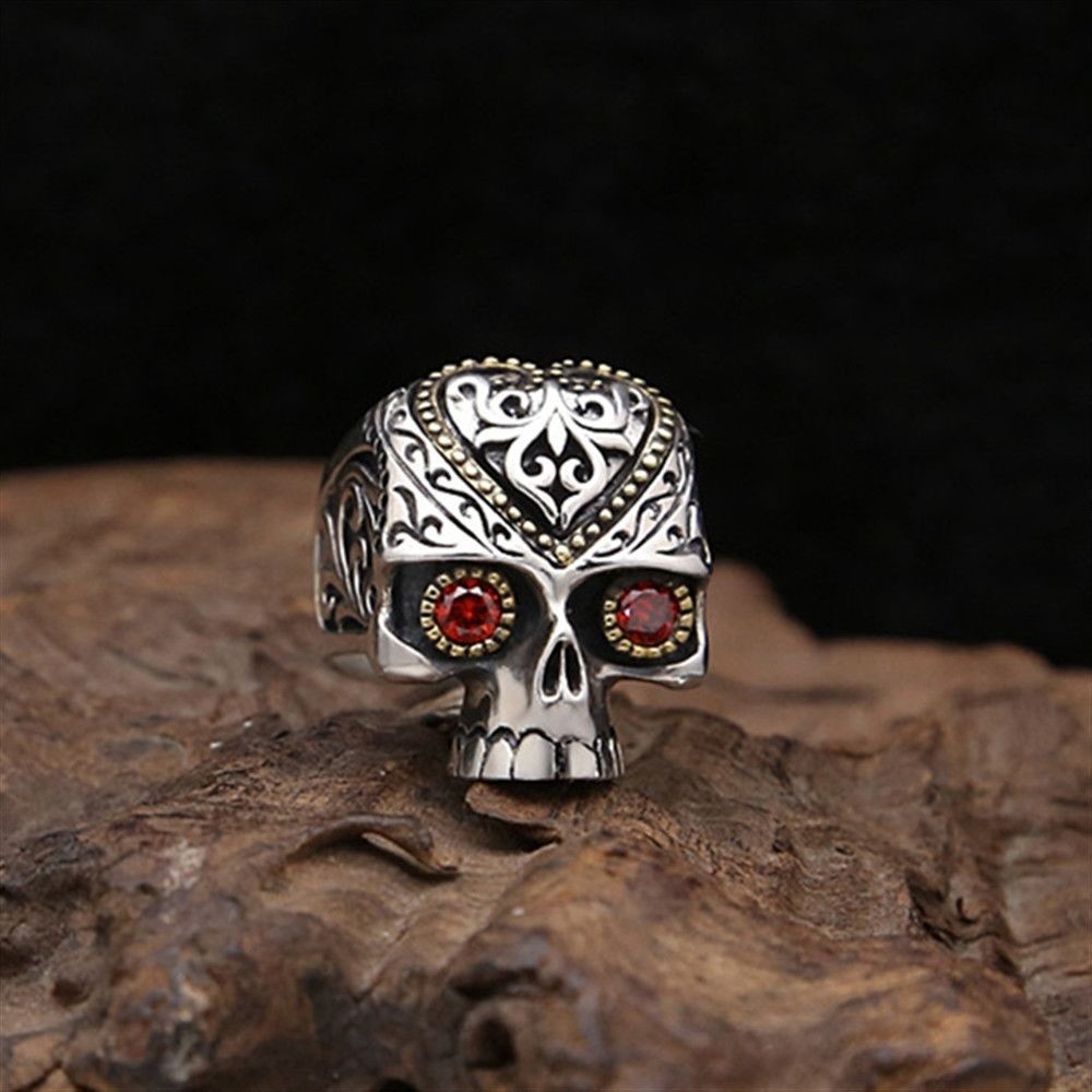 Cincin Tengkorak Terbuka Gaya Punk Pria