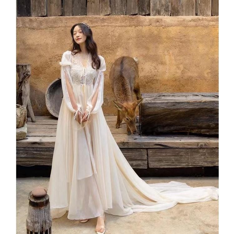 NEW PRODUCT - OLIVE BEIGE OUTER DRESS PANJANG WANITA / LONG DRESS MAXI COVER UP PREWEDDING / ROBE DR