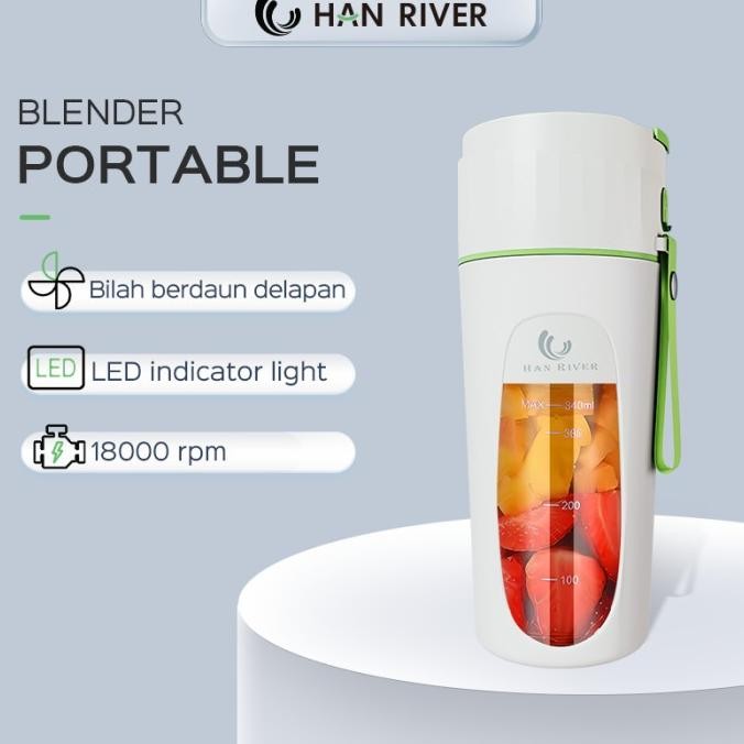 han river blender portable 340ml mini juice gelas kaca (hrjc02gn)