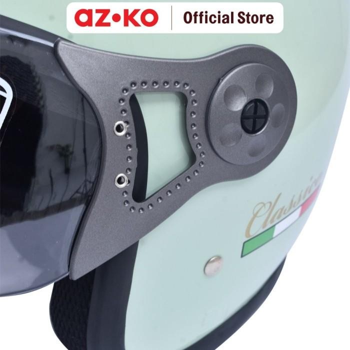 Azko Hbc Classico Helm Half Face Dengan Visor - Hijau Mint Penutup Kepala Helm Sepeda Motor Half Fac