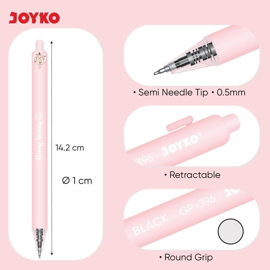 

fgk-45 ht-12 Joyko Gel Pen GP-396 Hunny Bunny SET ISI 4 Pulpen 0.5mm Cetek Jel Hitam Hemat Berkualitas