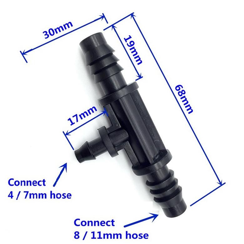 Bisa Cod Connector Reducer Tee 11 Ke 7Mm Nepel T Konektor Untuk Selang Pe 8 X 11 Mm & 4 X 7Mm Unirin