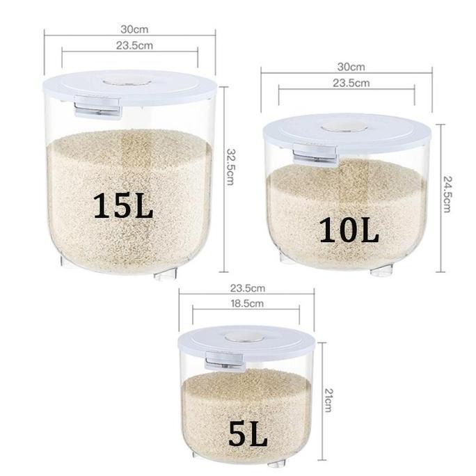 

Terlaris 5/10/15Kg Tempat Beras Kotak Penyimpanan Kacang Tepung Makanan Rice Box Storage / Rice Storage Organizer Besar Kotak Beras