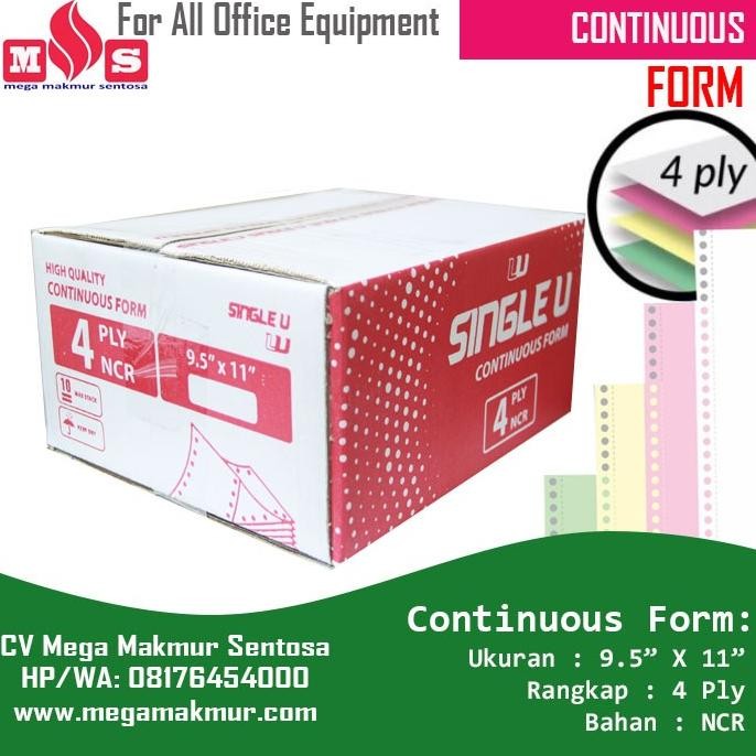 

KERTAS CONTINUOUS FORM K4 UK: 9.5 X 11 4Ply Atau 4Ply/2 PRS