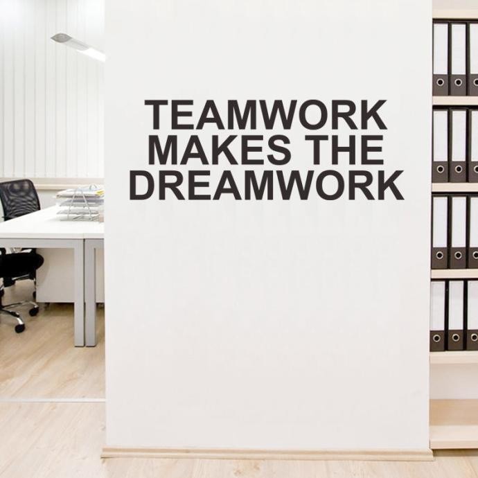 SALE STIKER DINDING KANTOR QUOTES TEAM WORK DREAM CUTTING STICKER KACA RUANG KERJA