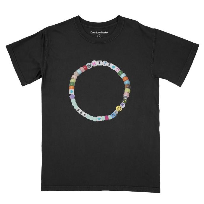 baru  Downtown Market & White Chorus - beads Tshirt black murah