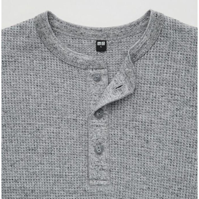 baru  UNIQLO - MEN T-SHIRT WAFFLE MEN HENLEY NECK LENGAN PJG murah