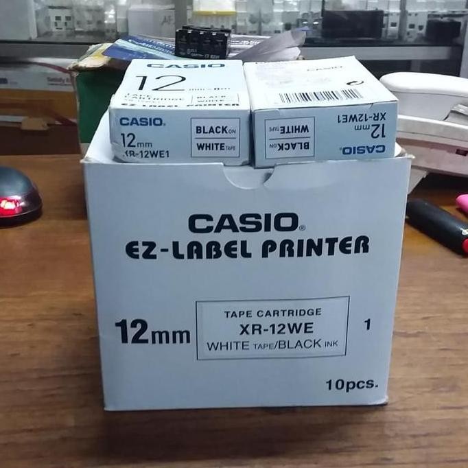 

Tape Cartridge Casio XR-12WE XR-12WE1 XR 12WE 12WE1 Black Hitam