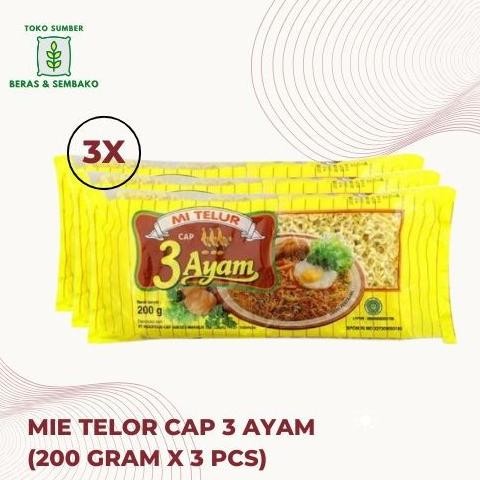 

Terlaris Mie Telur / Mie Telor Cap 3 Ayam 200 Gram (Isi 3 Pcs)
