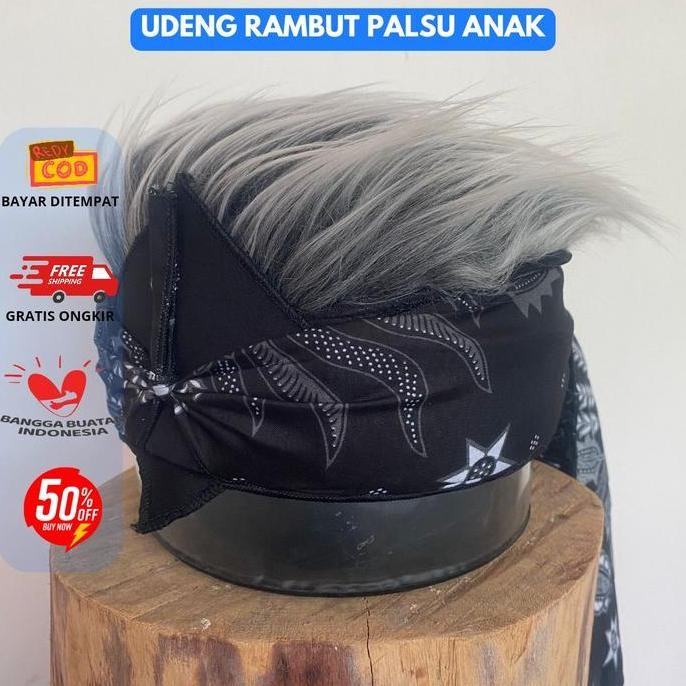 Udeng Rambut Palsu / Udeng Anak / Blangkon Rambut Palsu / Bendo Rambut / Udeng Sunda / Blangkon Solo
