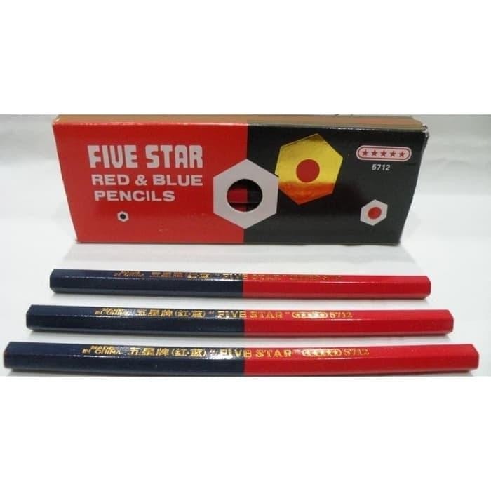 

1Pcs Pensil Pola Merah Biru Merk Five Star