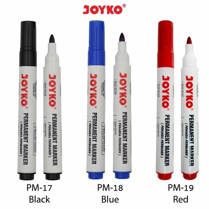 

Ready stock] Spidol Permanen Joyko Permanent Marker Hitam Merah Biru PM Series