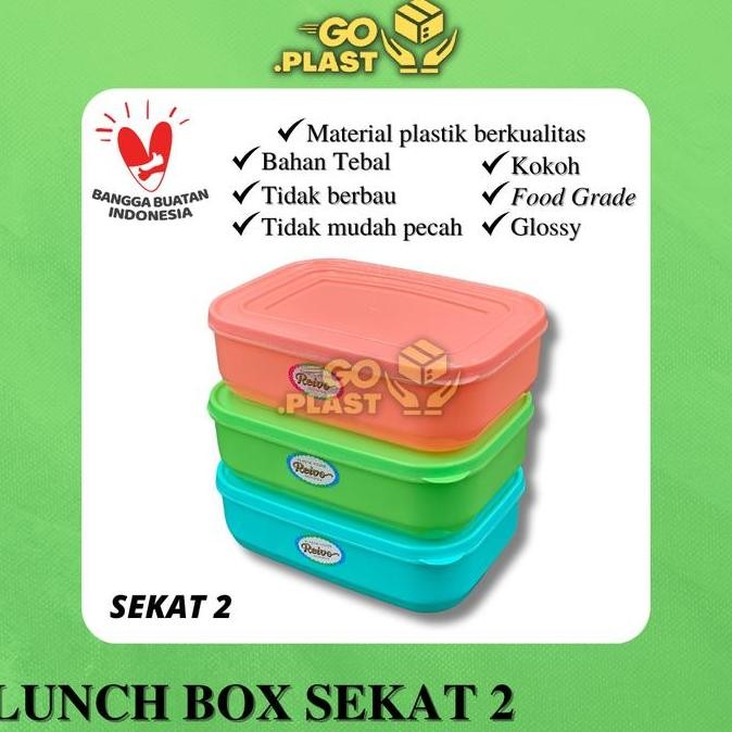 [6Pcs] Happy Kotak Makan Plastik Sekat 2 Asli