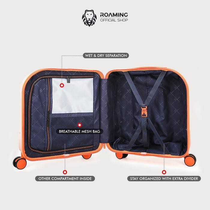 Roaming Koper L003 Cabin Size 20 Inch Dan Bagasi Size 24 Inch Tsa Lock 4 Roda 360 Rotasi Anti Maling