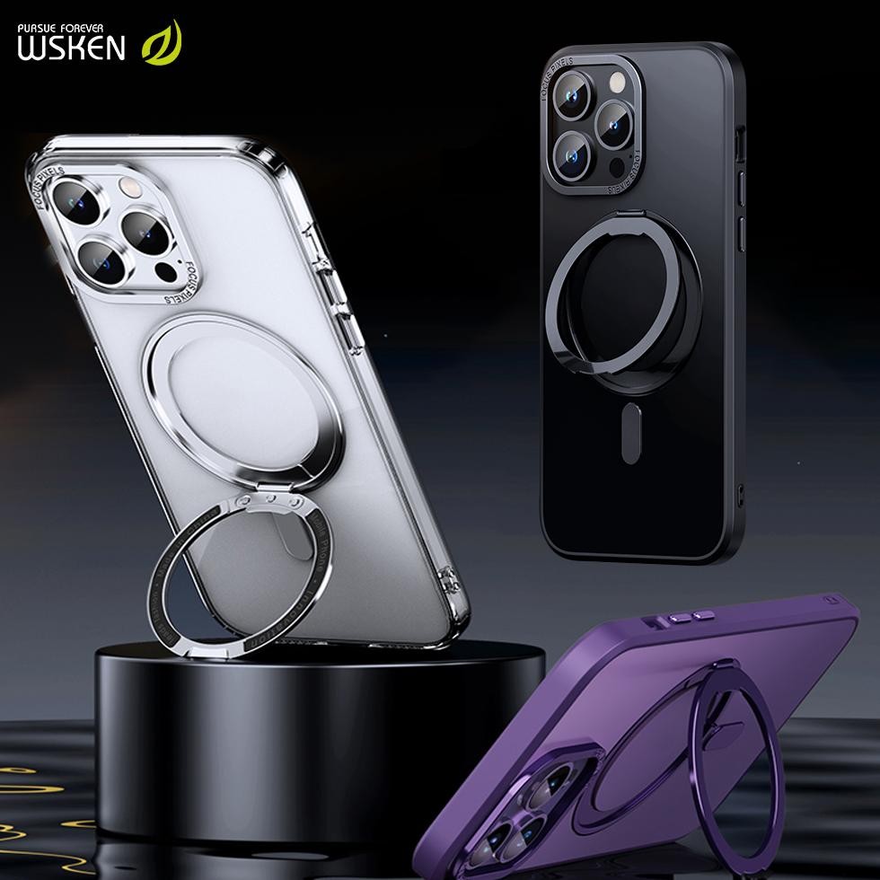 NAMPOL WSKEN Magnetic Case iPhone 15 Pro Max - case iphone 14 pro Fungsi Magnetik / Dudukan yang Dap