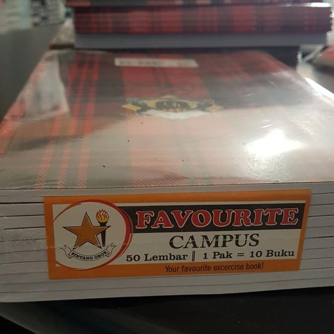 

SALE! BUKU TULIS BINTANG OBOR FAV CAMPUS 50 LEMBAR ISI 10 BUKU (PER PAK)
