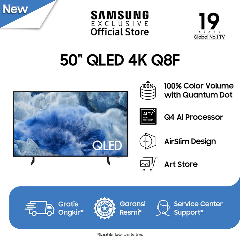 Samsung Smart TV 50" QLED 4K Q8F | Q4 AI Processor | AirSlim Design | QA50Q8FAAKXXD