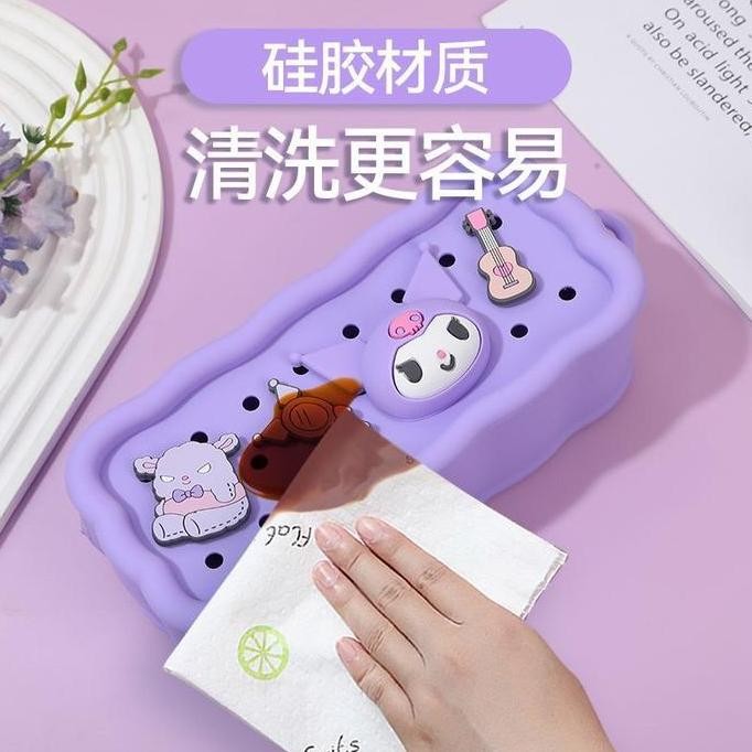 

ASB Kotak Pensil Silikon Jibbitz Sanrio Pensil Case Kartun Tempat Pensil Jibbitz Karakter Lucu