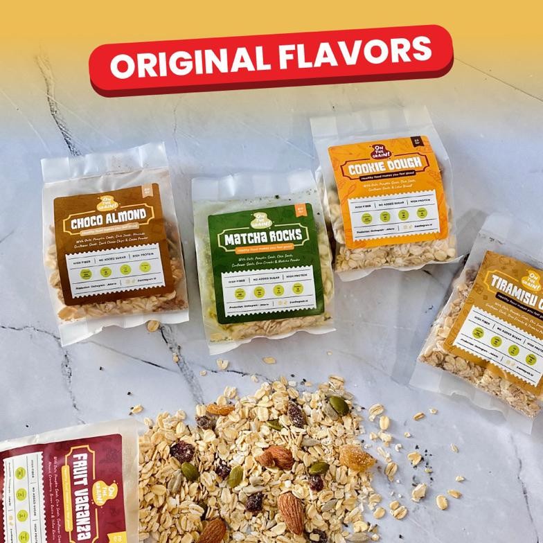 

(10 PACKS + JAR) ON THE GRAIN Overnight / Instant Oats - Sarapan Sehat Cemilan Healthy Muesli