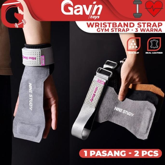 Gym Strap Kulit - Gym Leather Hand Strap Anti Slip - Hand Protector Fitness - Nine Study